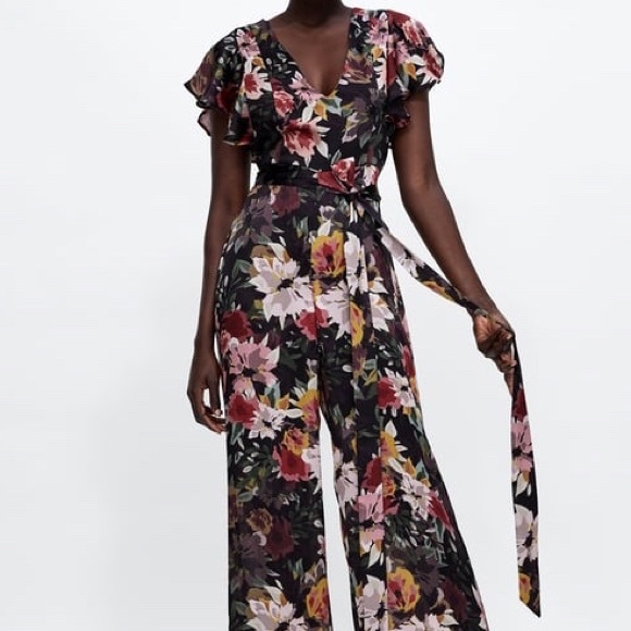 zara printed jumpsuit